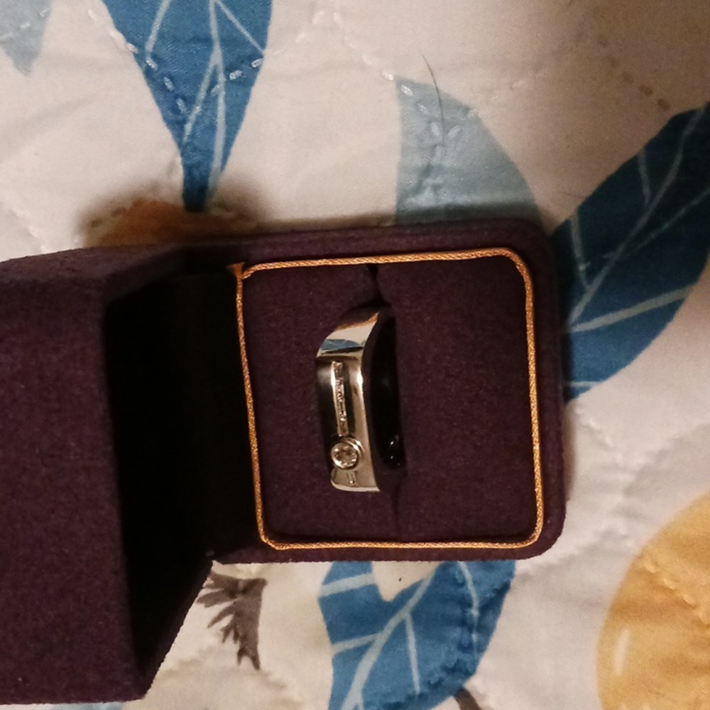 Mens 14k white gold fancy ring